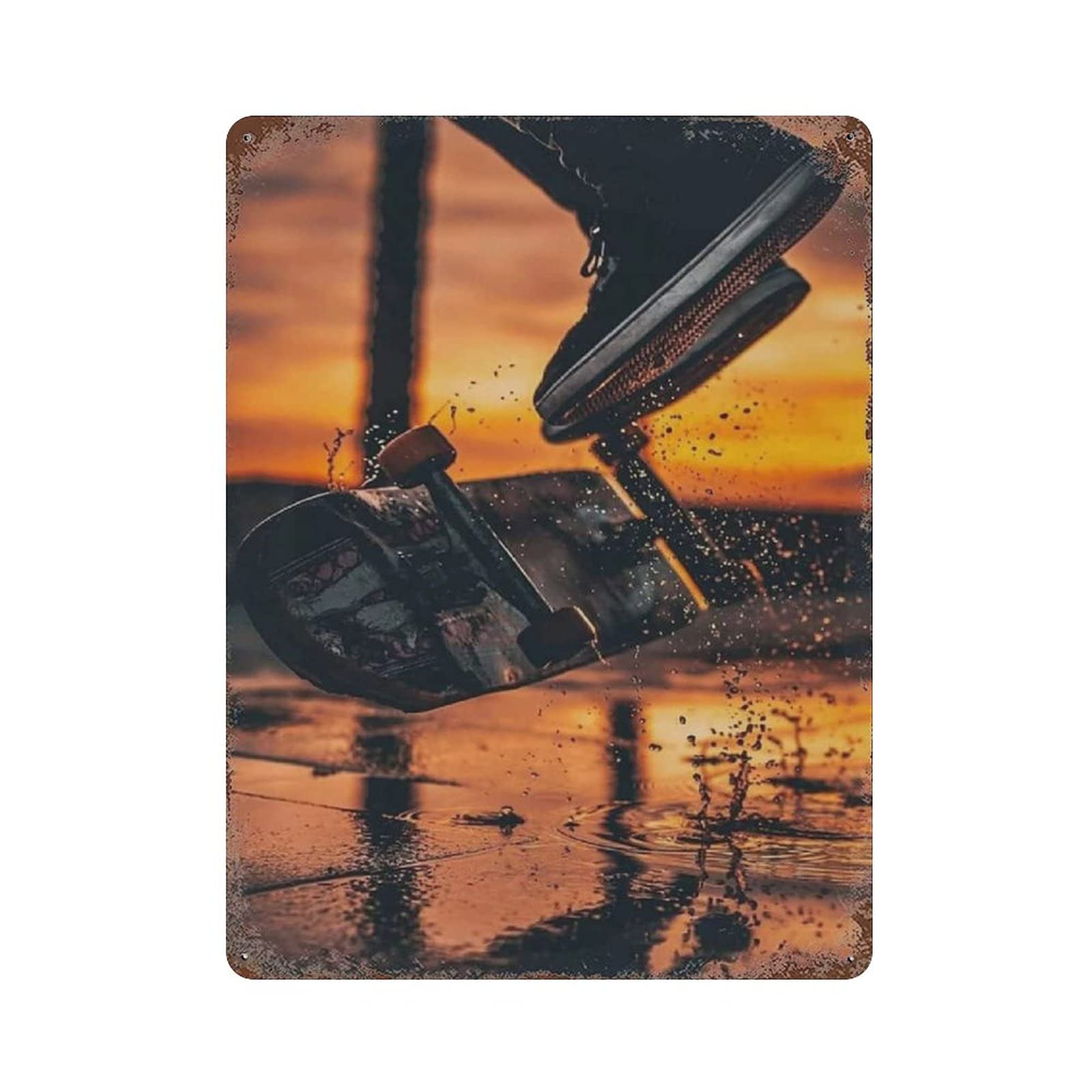 Metal Tin Sign Cool Skateboard Vintage Tin Poster Metal Sign Wall Decoration Country Kitchen Home Garage Decor 16"x12"