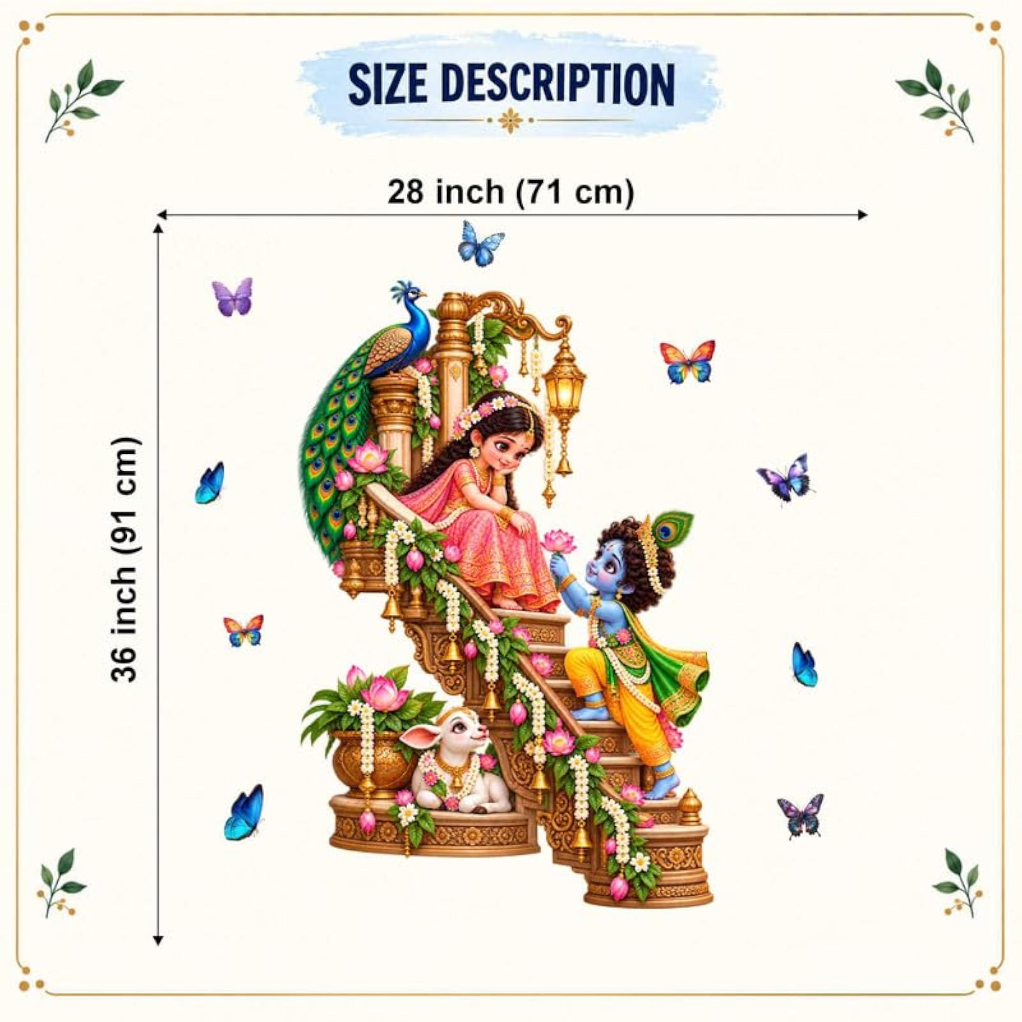 Radha Krishna Staircase Vinyl Wall Decal, Home Decor