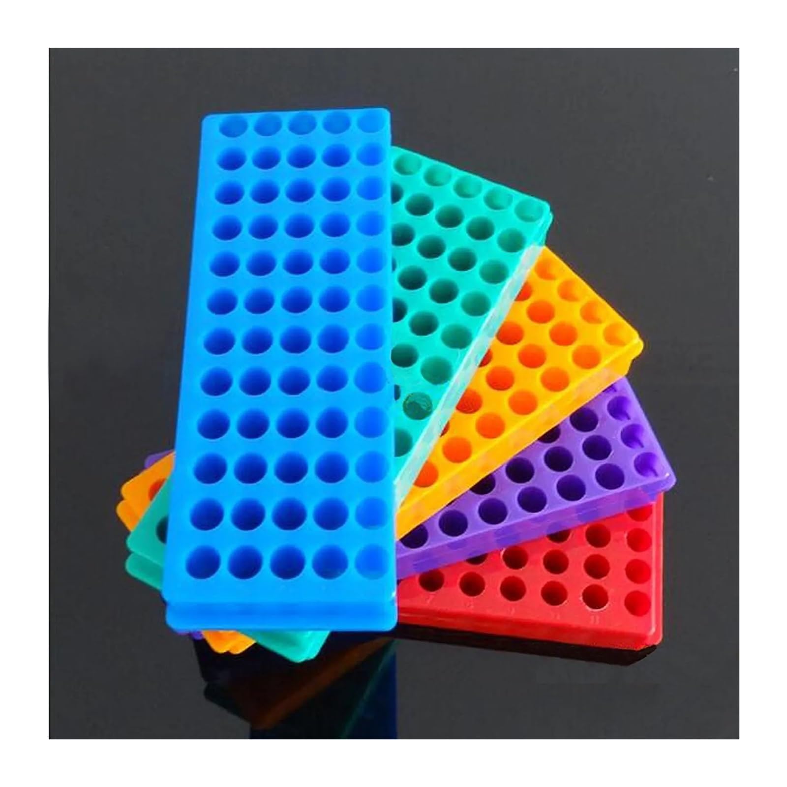yingyingjia 5 szt. stojak na probówki podwójny panel 60 pozycji polipropylen PCR do probówek mikrocentrifugowych 0,2/0,5/1,5/1,8/2,0 ml
