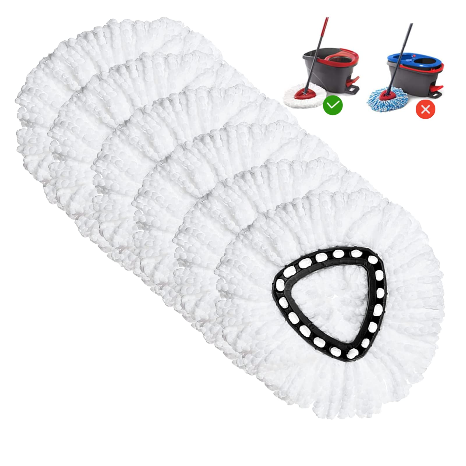 Spin Mop Replacement Head 6 Pack Mop Refill Compatible with Ocedar Triangle Swivel Mops Microfiber Swivel Mop Refill,Deep Clean,Machine Washable and