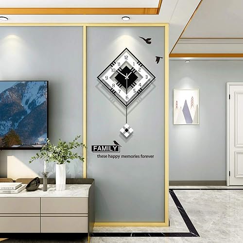 Miniatura 2 de FLEBLE Relojes de pared grandes modernos para decoración de sala de estar, reloj de pared decorativo silencioso, funciona con pilas, sin tictac