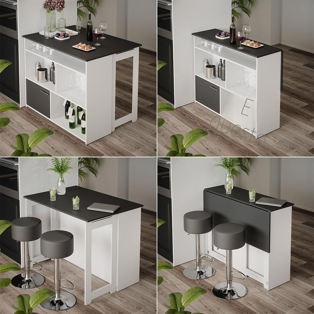 Vicco Tavolo bar alto Dominic, Antracite/bianco, 116 x 37 cm