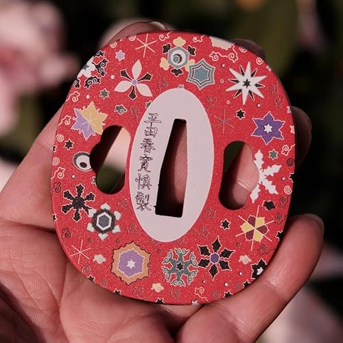 Miniatura 35 de Iron Tsuba & Alloy Samurai Fuchi Kashira Menuki - Exquisito diseño floral tallado a mano, accesorios antiguos de espada katana japonesa para artes