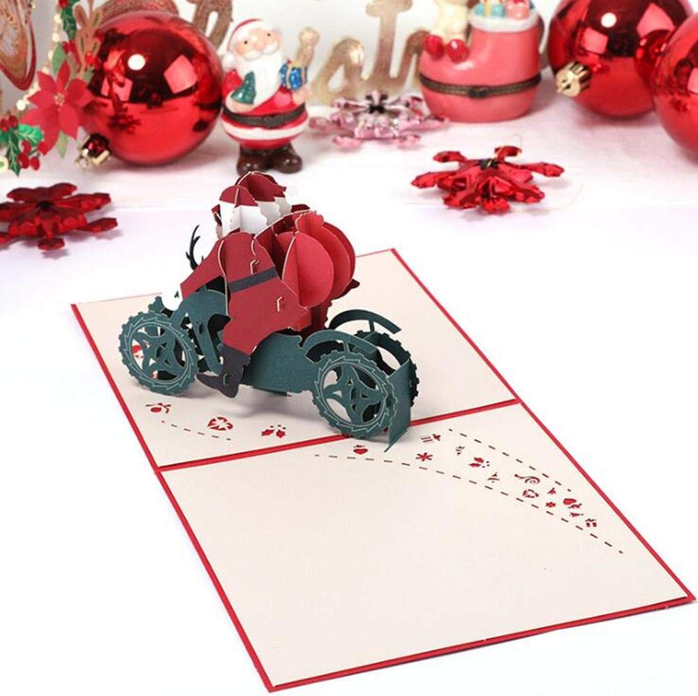 Lovepop Christmas Pop-Up Card For Her And Him - 3D Holiday Greeting Cards For Boys, Girls, Men, Women - Santa Biker 5" X 7" Motorcycle - Blank Note Card & Envelope Included - View #3