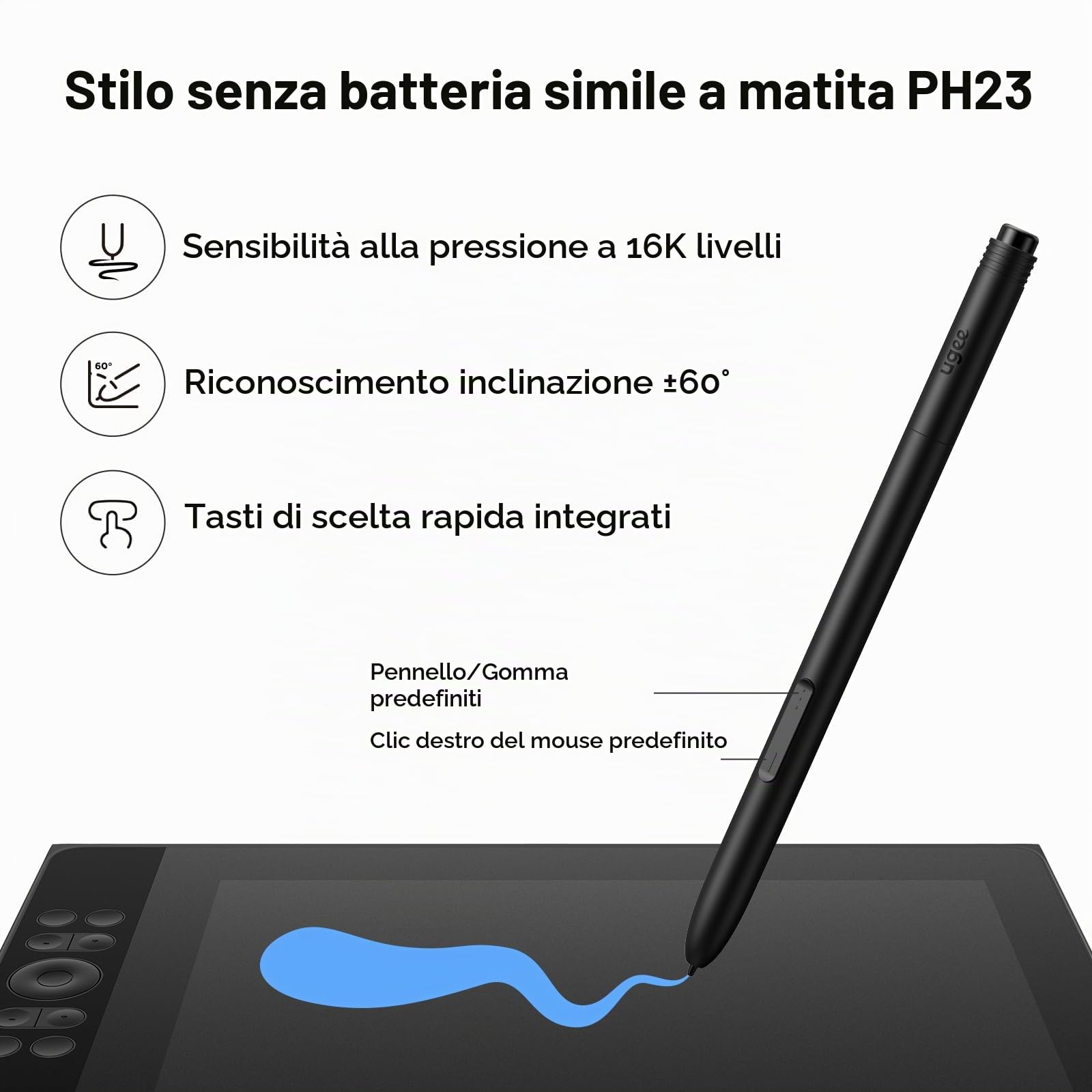 ugee tavoletta grafica con schermo UE12 PLUS 11,9 pollici,147% sRGB Ultra-Wide Color Gamut ideale per l'ufficio domestico e l'apprendimento online, nero