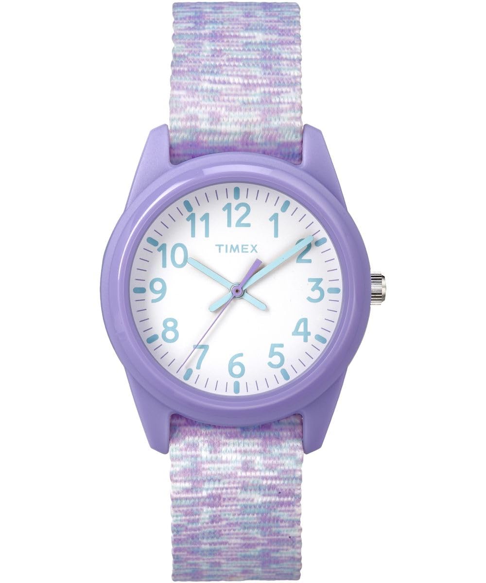 Timex Children's Quartz Watch with White Dial Analogue Display and Multicolour Nylon Strap TW7C12200