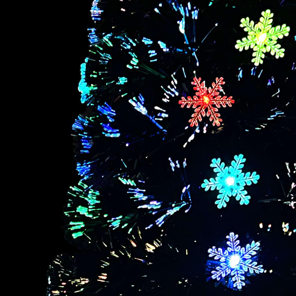 Árbol de Navidad artificial negro, 120 cm, con copos de nieve LED y fibra óptica, 3 6 W, IP44, base robusta, decoración navideña moderna para salón, pasillo y oficina