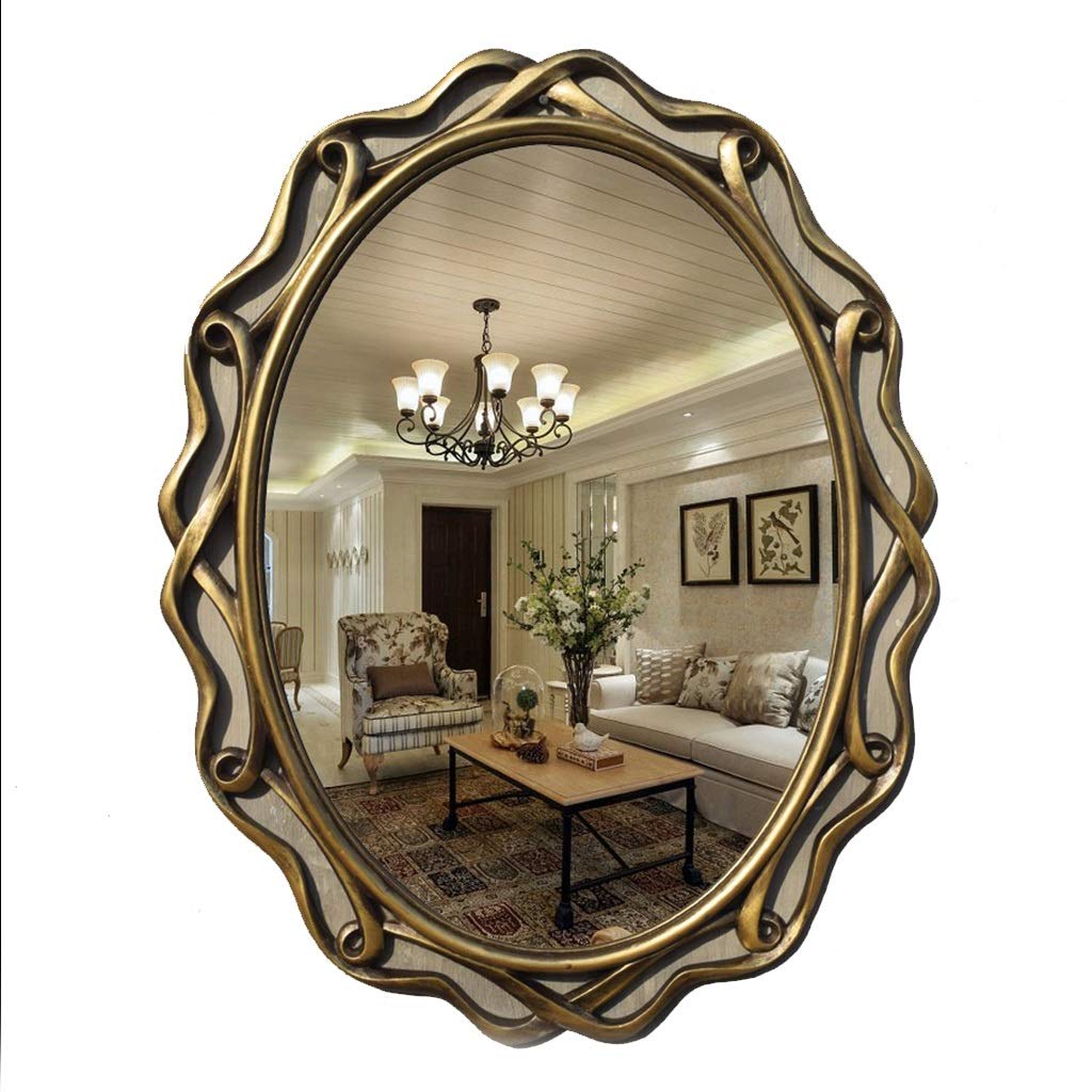 YHJZSM Espejo de tocador Espejo de Pared Grande Marco Negro Extra Grande Shabby Chic Estilo Antiguo Marco Ovalado Espejo de Pared Grande Espejo de baño con Aumento Espejo de Belleza Negro