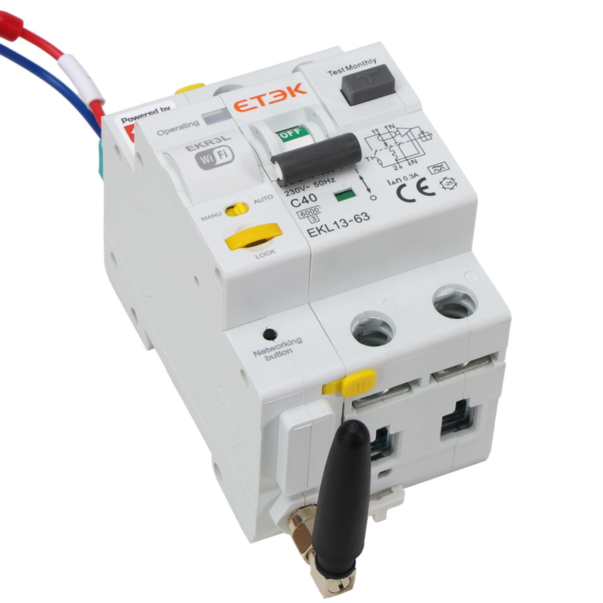 Diferencial Auto Rearmable con control por WIFI Superinmunizado - 40A 300mA - RCBO con Protección Magnetotérmica contra Sobrecorriente - Clase A - Control Remoto