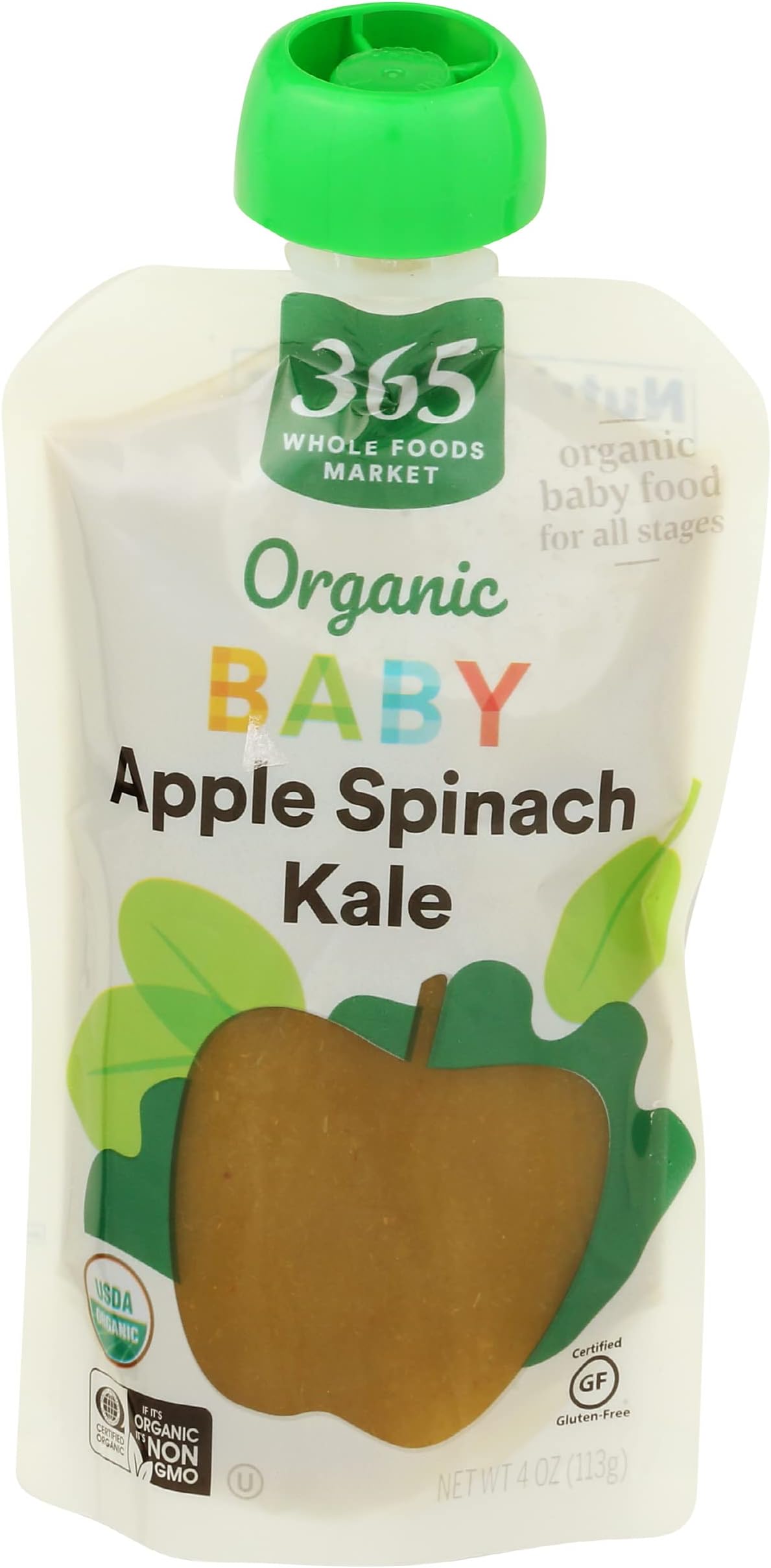 365 by Whole Foods Market, Organic Baby Food For All Stages, Apple Spinach Kale, 4 OunceUSDA Organic