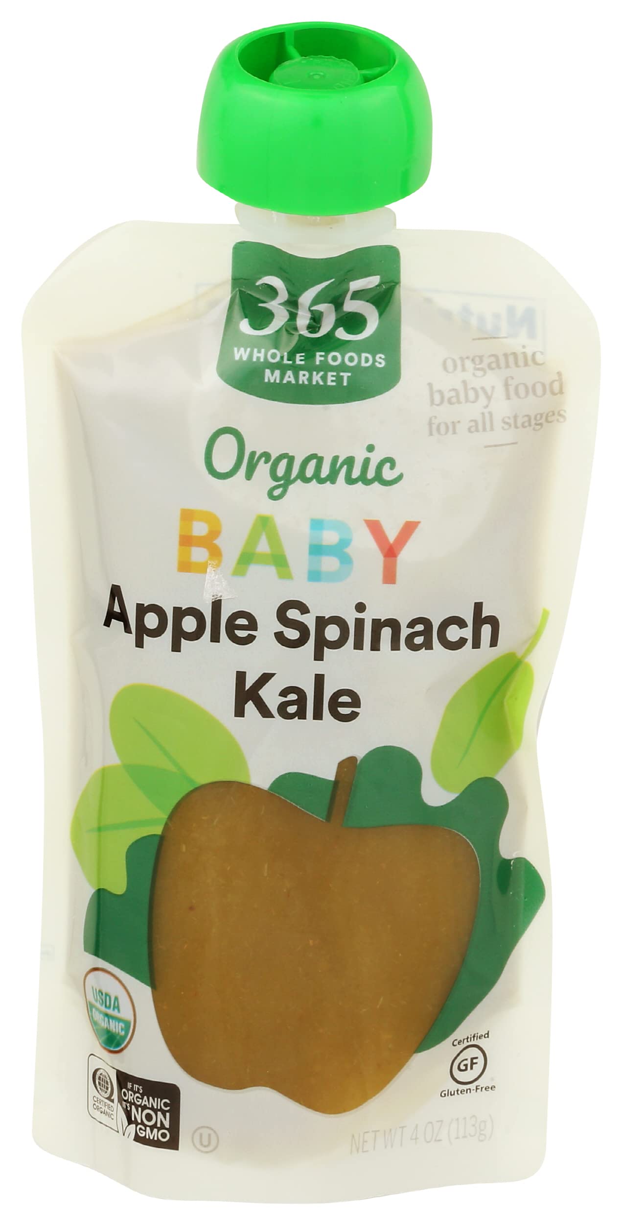 365 by Whole Foods Market, Organic Baby Food For All Stages, Apple Spinach Kale, 4 OunceUSDA Organic
