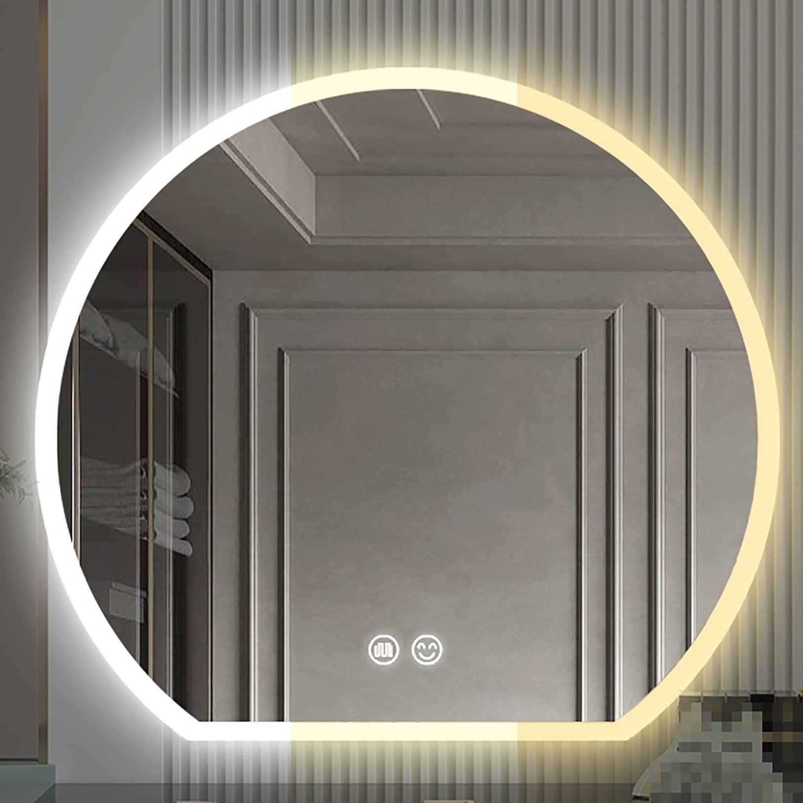 Miroir salle de bain LED demi-rond grand miroir maquillage éclairé