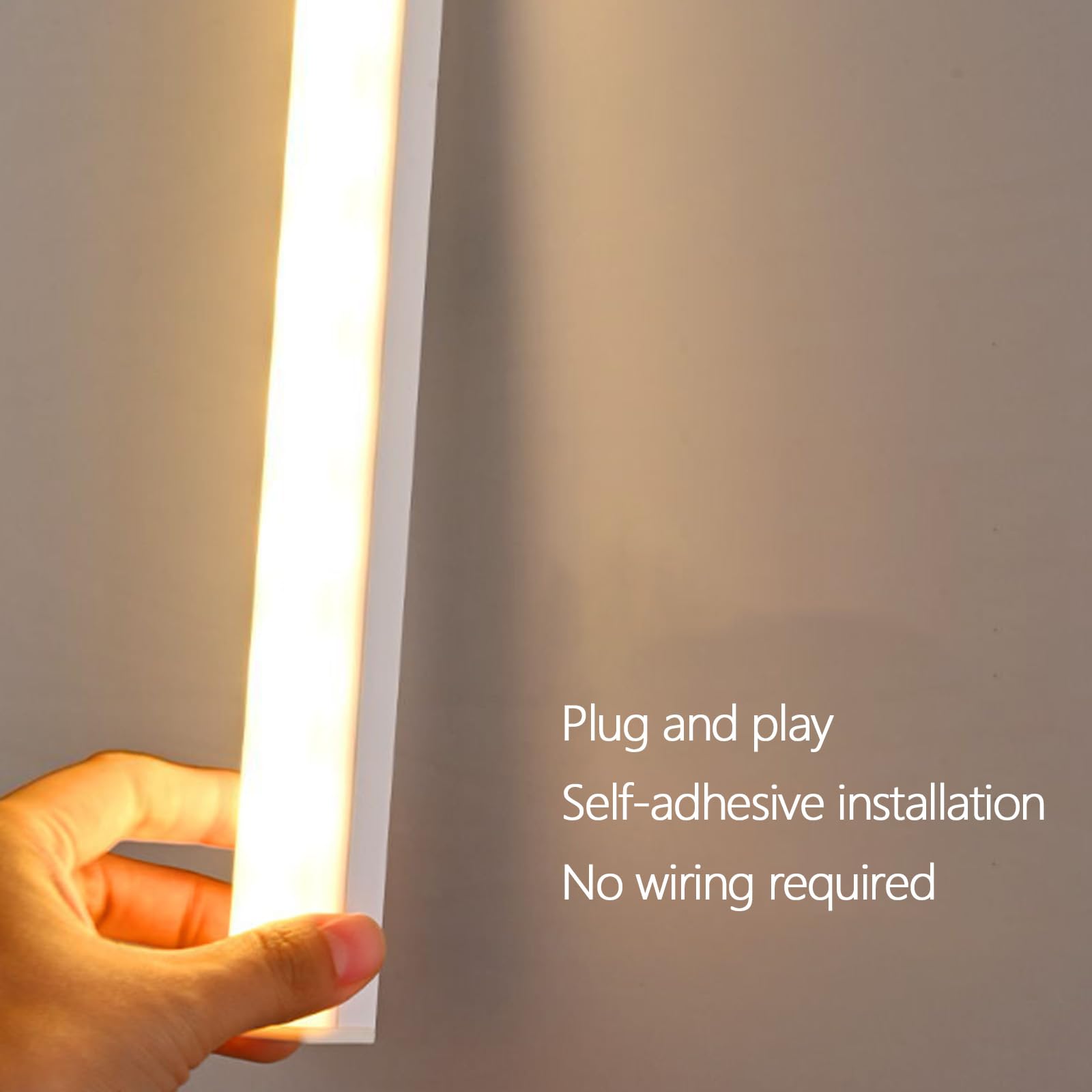 Biała lampa ścienna LED, długa, z przełącznikiem magnetycznym, ściemniana 3000K/4000K/6000K, nowoczesny minimalistyczny prostokątny design do wnętrz, idealna do wnętrz