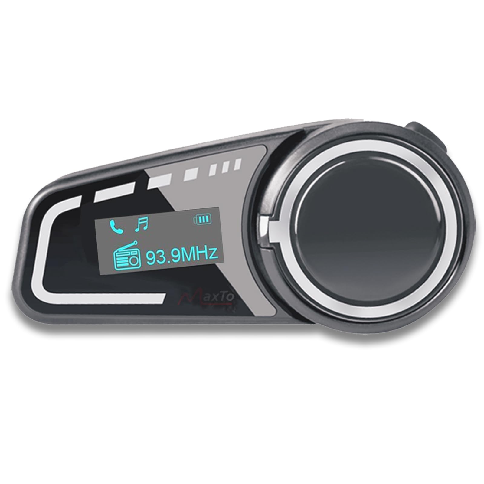 QSPORTPEAK Interfono moto bluetooth, M2C Cuffie Bluetooth per casco da moto per 2-6 piloti con schermo LCD, CVC + DSP Funzione di Riduzione del Rumore, Condivisione Musica,IP67 Impermeabile, 1 pezzi