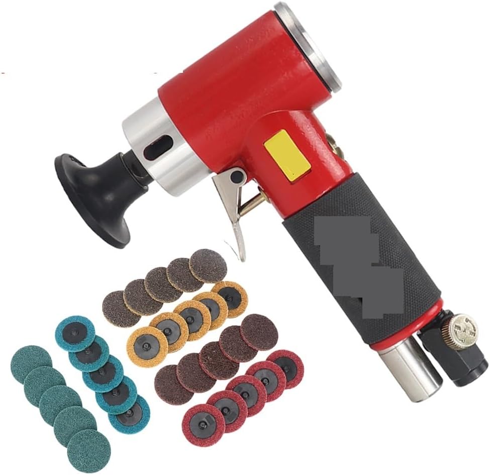 Air Angle Die Grinder 90 Degree Pneumatic Grinding Polisher 2inch Grinding Machine with Sanding Discs Tool Kit Multiple Applications, Set2