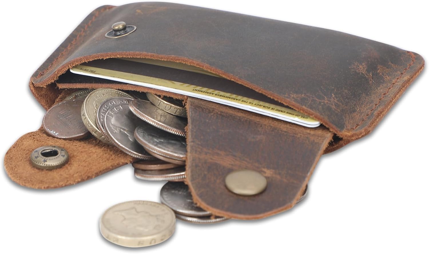 Slim Leather Card Holder, Minimalist Credit Card Wallet, Front Pocket Wallet for Men & Women, Compact RFID Blocking Card Case, Durable Handmade Leather Wallet (Brown)