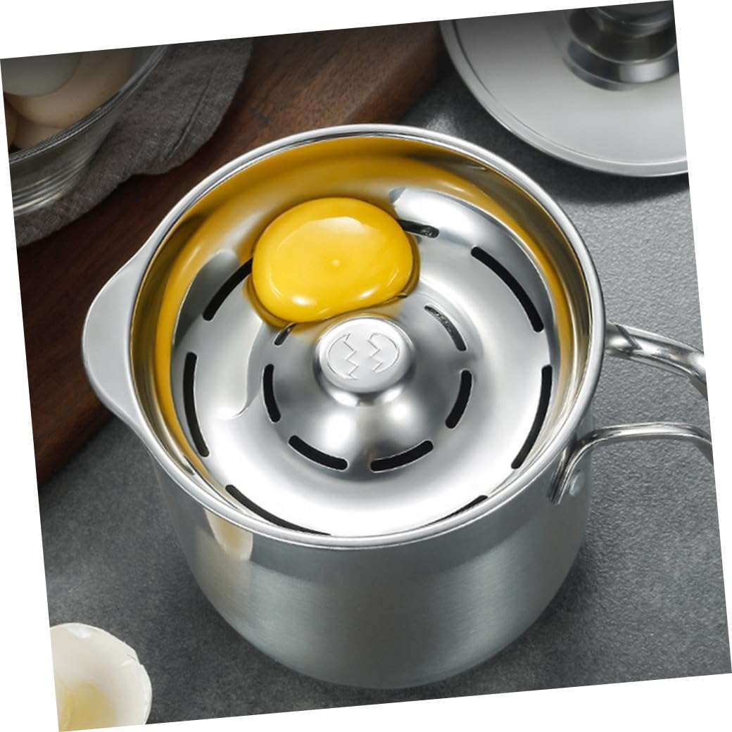 DOITOOL Stainless Steel Egg Dividing Bucket Shaped Drainage Port Egg White Separator for Easy Yolk and White Separation and Filter with Lid