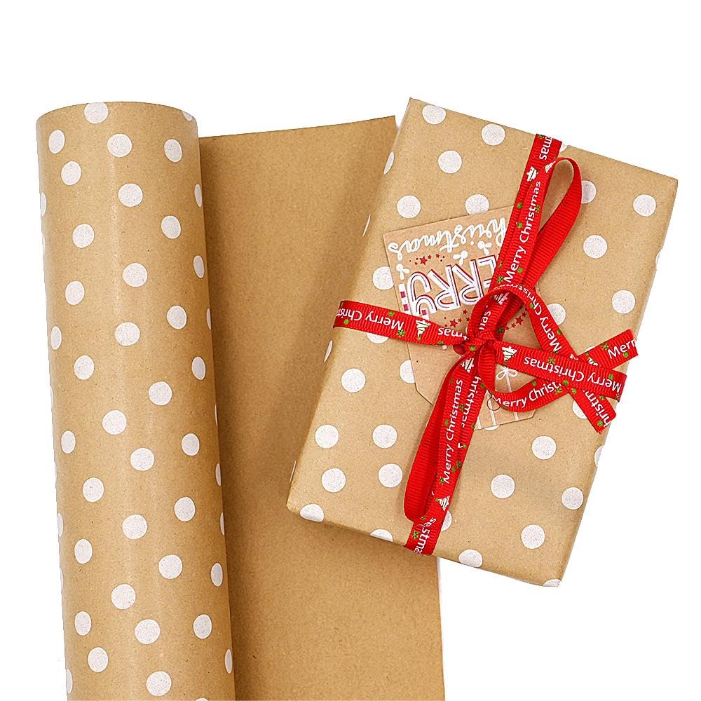 Carta Da Regalo Kraft 15m X 43cm: Ecologica, Riciclabile E Con Pois Bianchi Per Pacchi Perfetti