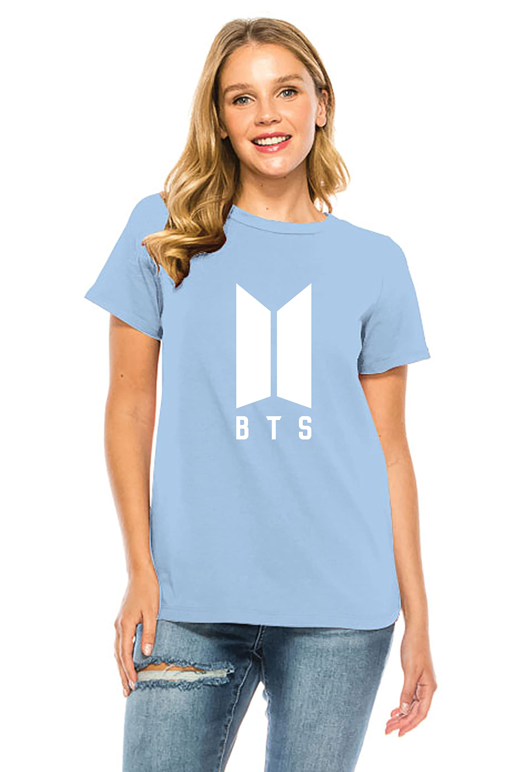 K-Friendz - Adult Cotton Span Short Sleeve Loose Fit Top BTS Logo Print V Jungkook Jimin Suga Jin RM J-Hope T Shirt