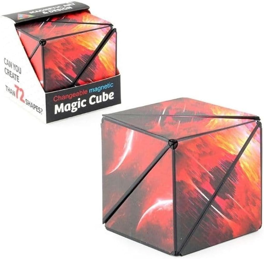 Shape Shifting Cube With 36 Rare Earth Magnets - Extraordinary 3D Magic Puzzle - Fidget Toy Transforms Into Over 70 Shapes, Red