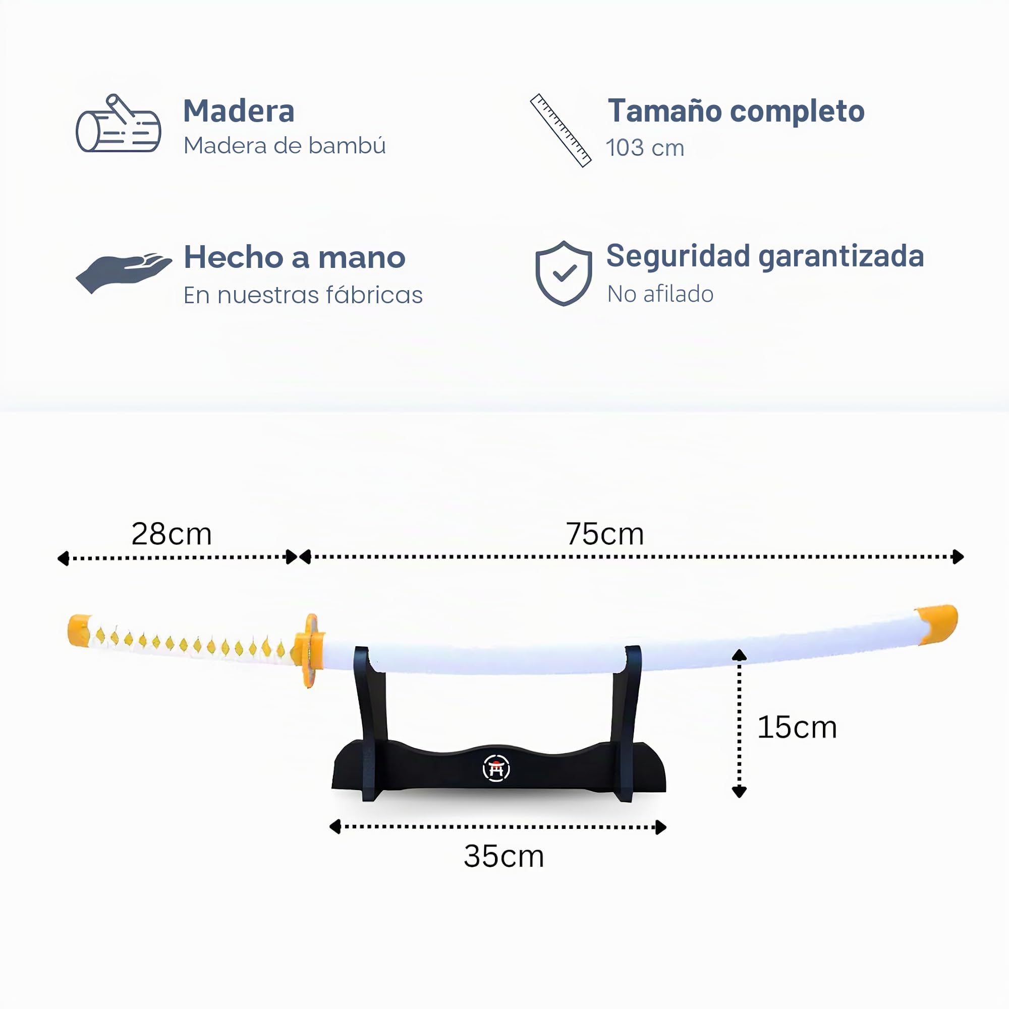 Accesorio de Cosplay de Madera con Soporte y Cinturón – Prop Decorativo Estilo Anime para Disfraces Adultos y Niños 103 cm (Agatsuma Zenitsu)