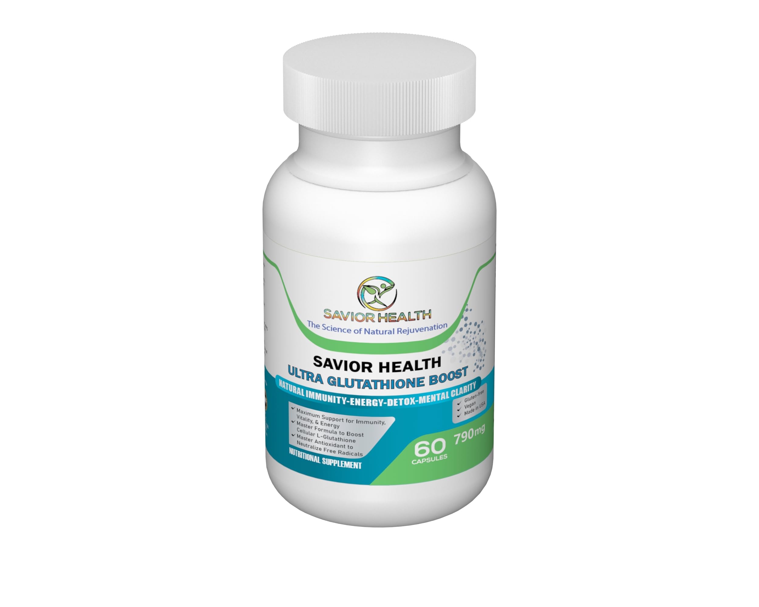 Ultra Glutathione Boost - L Glutathione Boosting Supplement with Herbal Plant Extracts, Minerals, Vitamins, Antioxidants & Amino Acids - No Gluten - 790mg - 60 Veggie Capsules