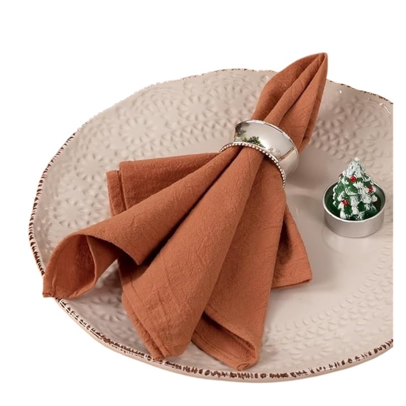Weqyfdc Orange Linen Napkins 64Pcs Napkin Cloths Dark Green 30X45cm Cotton Fabric Serviette Kitchen Tea Table Towels For Farmhouse Wedding Decoration(Orange)