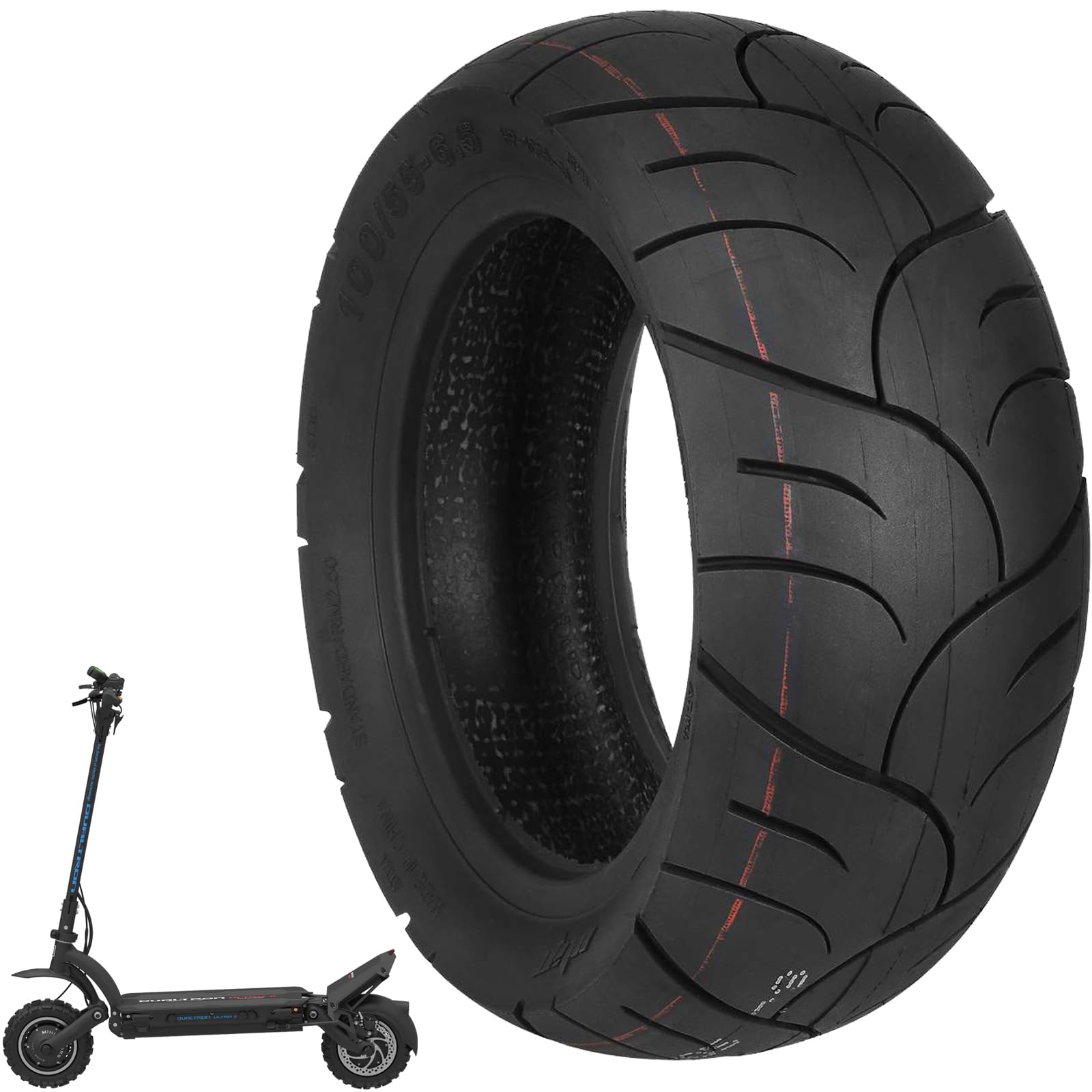 100/55-6.5 Neumático sin cámara de 11 pulgadas Neumático sin cámara para Dualtron Ultra2/Thunder 2/Kaabo Wolf King Scooter Eléctrico Accesorios Neumáticos de Carretera Gruesos a Prueba de