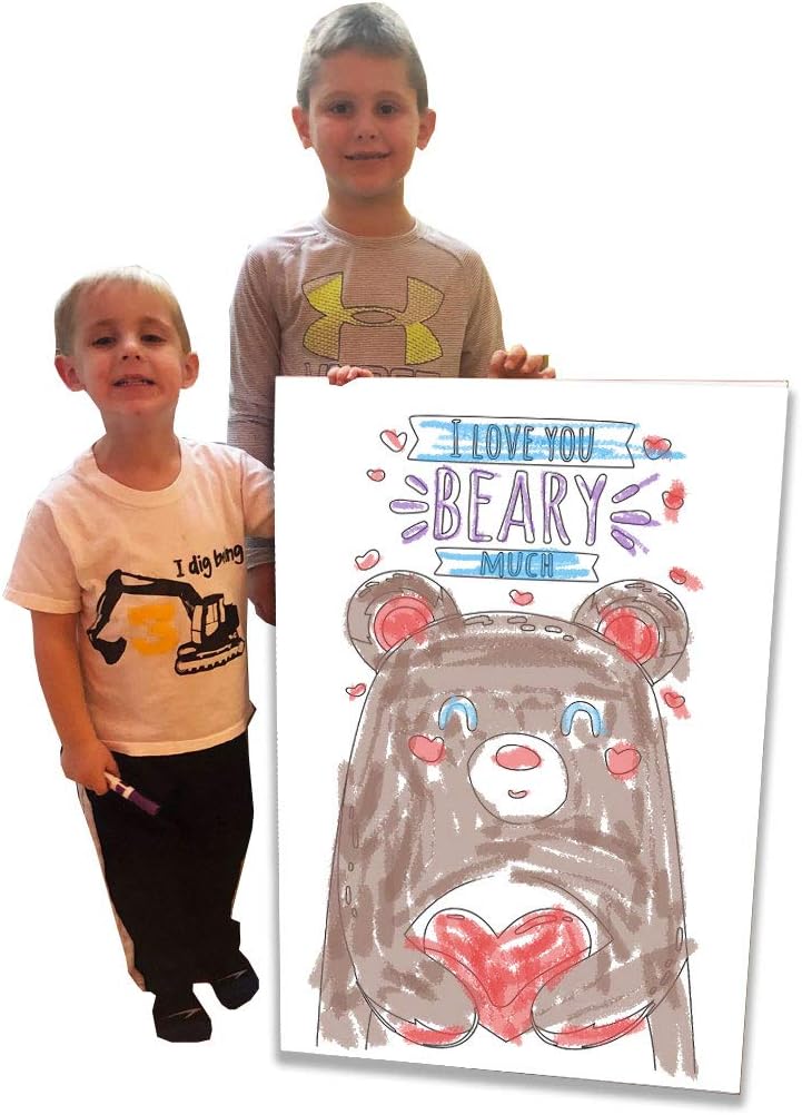 VictoryStore Jumbo Greeting Cards: Giant Valentine's Day Coloring Card 2 feet x 3 feet card with envelope (I Love You Beary Much! Cute Bear)