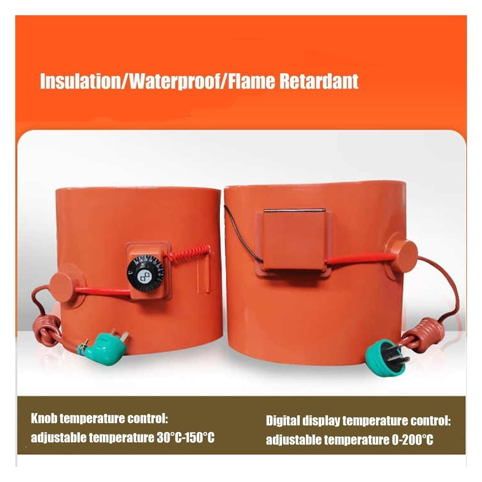 Fassheizband, Silikon Matte 55 Gallon mit Drehthermostat, Frostschutz fur Ventile Instrumente Fett und Schwerol Fassheizung Werkzeug(Digital Display,200L/3000W)