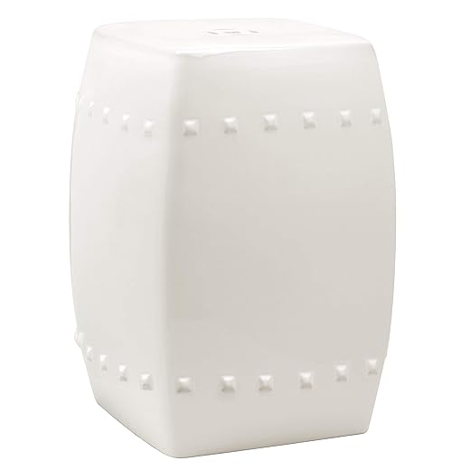 Safavieh Villa Glazed Ceramic Decorative Garden Stool, Cream