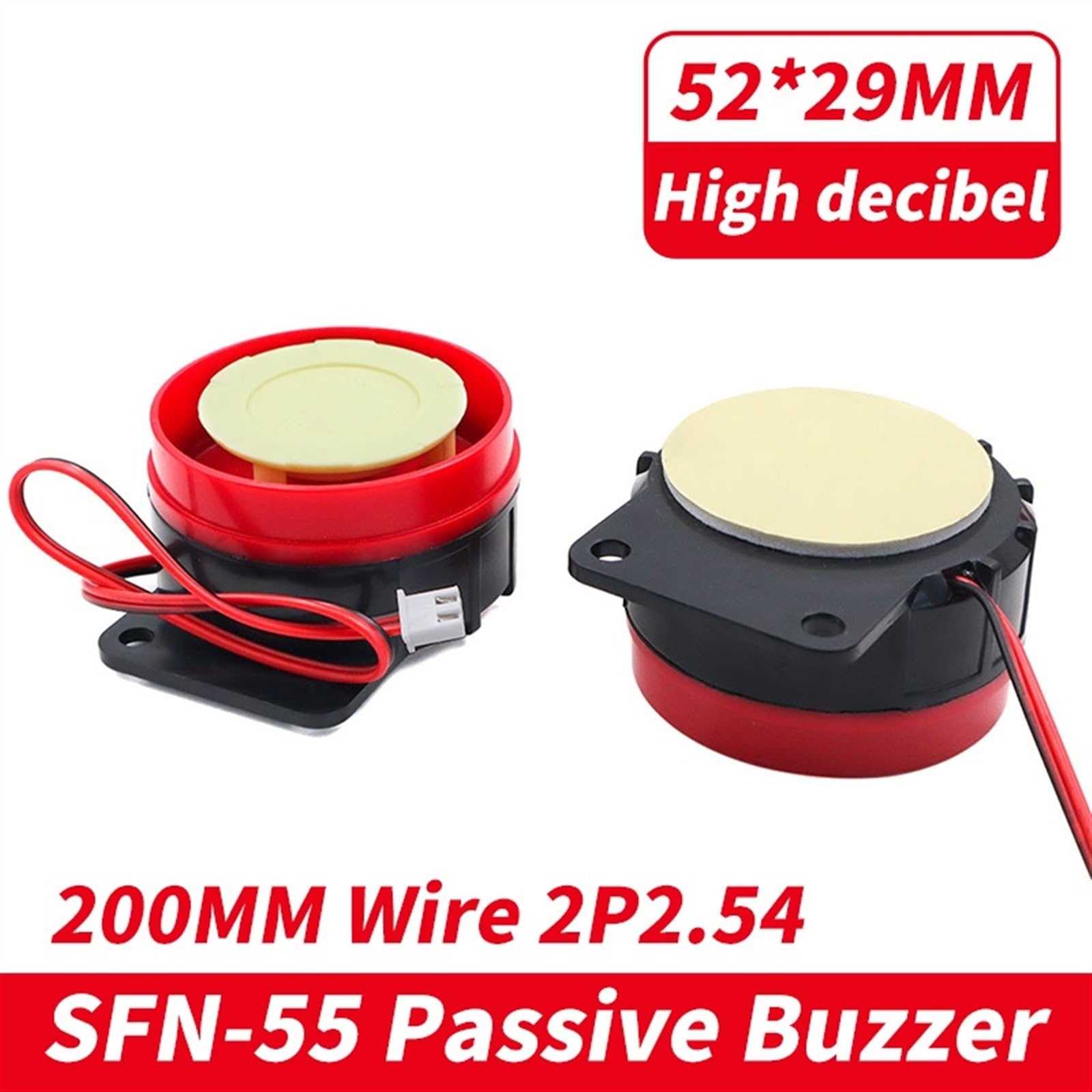 WUZDPRCJ 1PCS SFN-55 High Decibel 105dB 12V 3000Hz Passive Buzzer with Connector Alarm AC Anti-theft device(1PCS SFN-55 2P2.54)