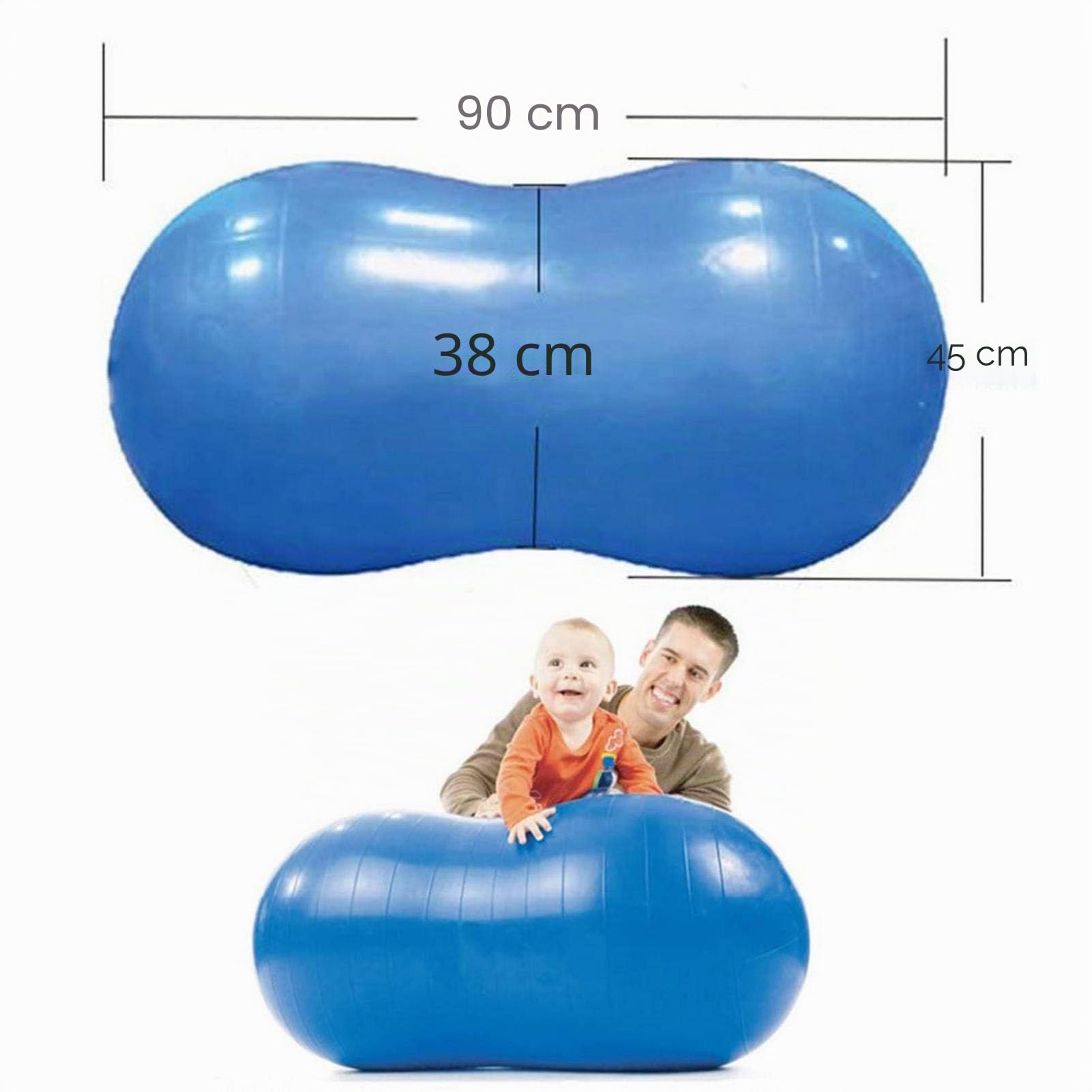 Pelota de gimnasia con forma de cacahuete, para yoga, pilates, pequeños ejercicios, antipinchazos, incluye bomba de pelota, 90 cm