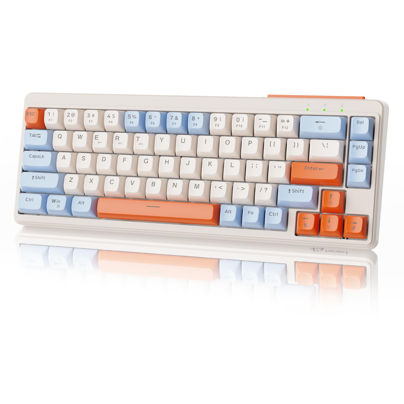 ZIYOU LANG×FREEWOLF Teclado inalámbrico para Juegos M68 TKL,Teclado de Membrana Compacto de 3 Modos de 2,4 GHz/BT5.1/USB-C, 19 Teclas Anti-Efecto Fantasma, Recargable de 2000 mAh - Arándano