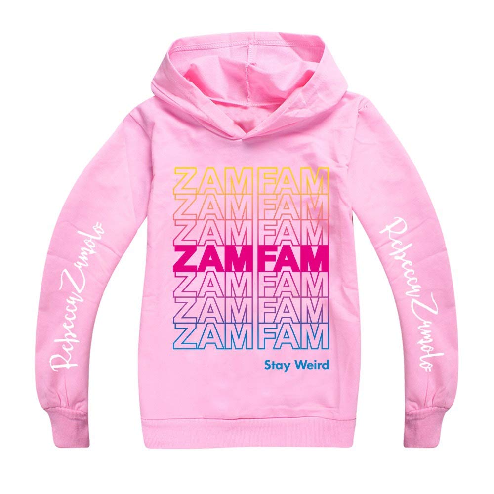 GzsBopi Zamfam Merch Hoodies and Trousers Set for Kids Boys Girls Rebecca Zamolo Double Printing Pullover Hoodies (pink,140cm,7 Years,8 Years)