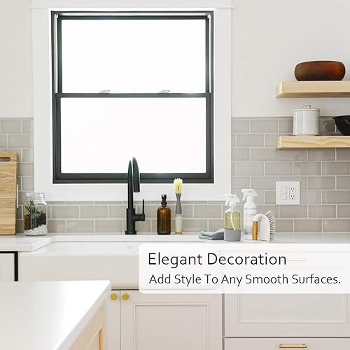 Miniatura 6 de WochiTV Película de privacidad para ventana sin pegamento, tinte opaco esmerilado para ventana, para el hogar, bloqueo UV, control de calor,