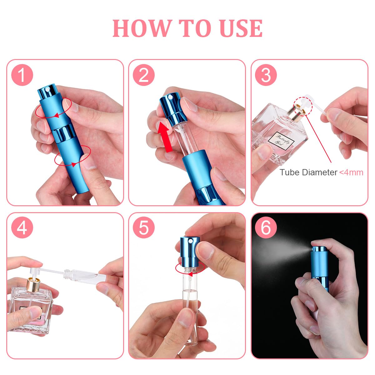 ACWOO 3 Pezzi 10ml Mini Bottiglia di Profumo, Atomizzatore Profumo Portatile, Bottiglia di Spruzzo Portatile di Viaggio per Viaggiare, Festa, Vita Quotidiana