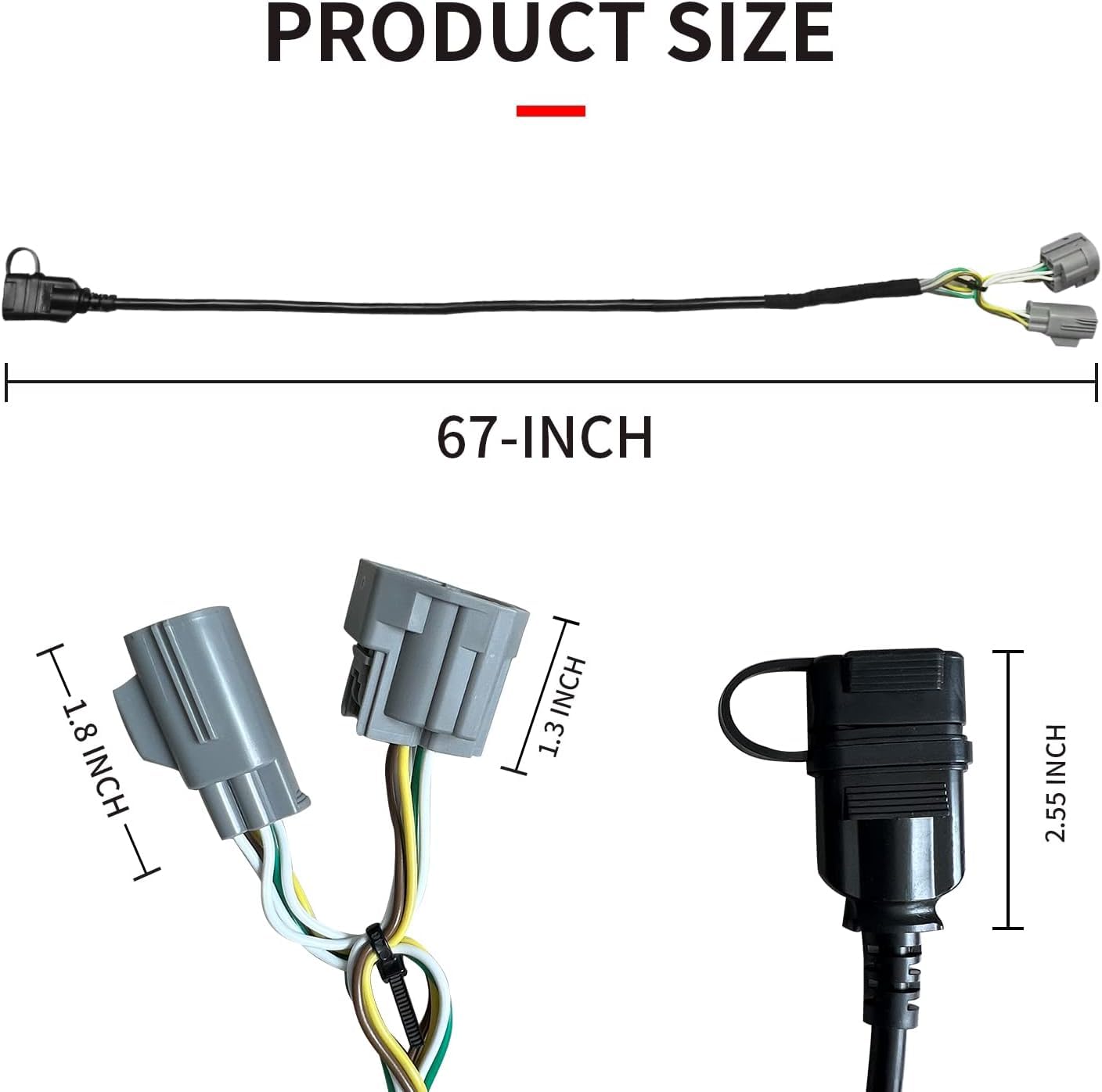 Trailer Wiring Harness Kit 17275.01 for Jeep JK Wrangler Accessories Hitch, 4-pin Way Flat Tow Hitch Wireless Lights Adapter for Towing Connector Fit 2007-2018