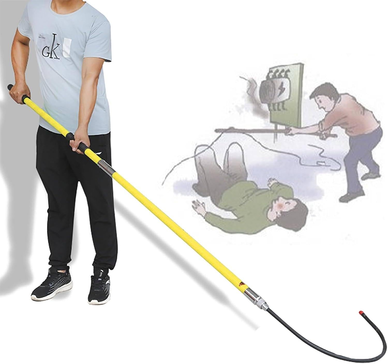 Electric Shock Emergency Rescue Hook - Portable Rescue Pole with Electric Baton Safety Kit for Emergency Situations, 1.5m Length