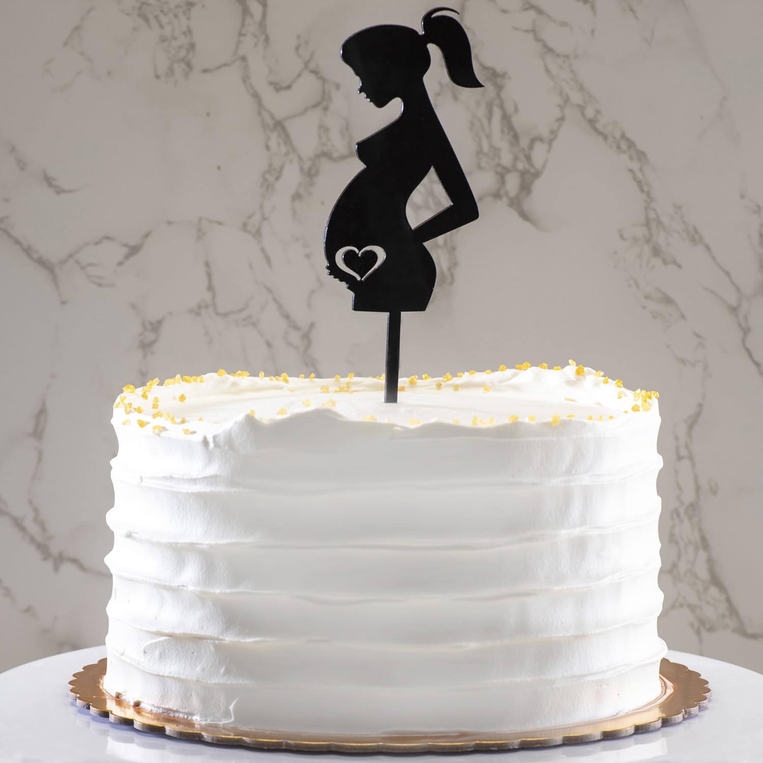 BETESSIN Topper Torta Mamma Futura Decorazione Torta Donna Incinta Oro in Acrilico Minimalistica Cake Topper Decorazione per Torta Celebrazione Gravidanza Nascita Mamma Futura Oro