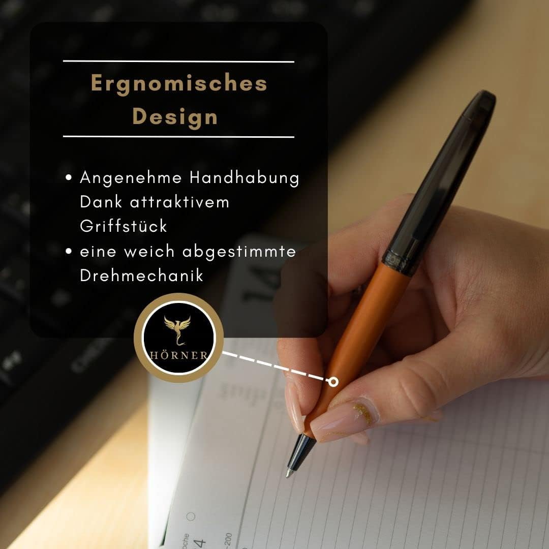 Hörner Auerus I Hochwertiger Kugelschreiber mit Gravur I Premium Geschenkbox I Schreibfarbe Blau 0,7 I Wechselbare Mine I Strichstärke M I Aus Metall I Ergonomisches edles Design
