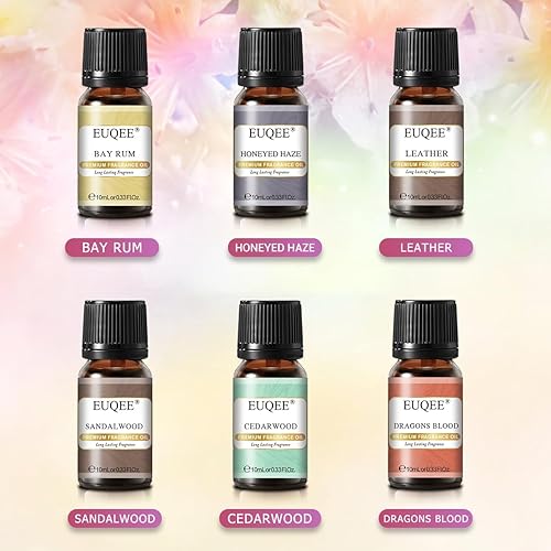 Miniatura 3 de EUQEE 6 aceites aromáticos para hombres, juego de regalo de pubs para hombres, aceites aromáticos de primera calidad, 0.3 fl oz de piel, neblina de