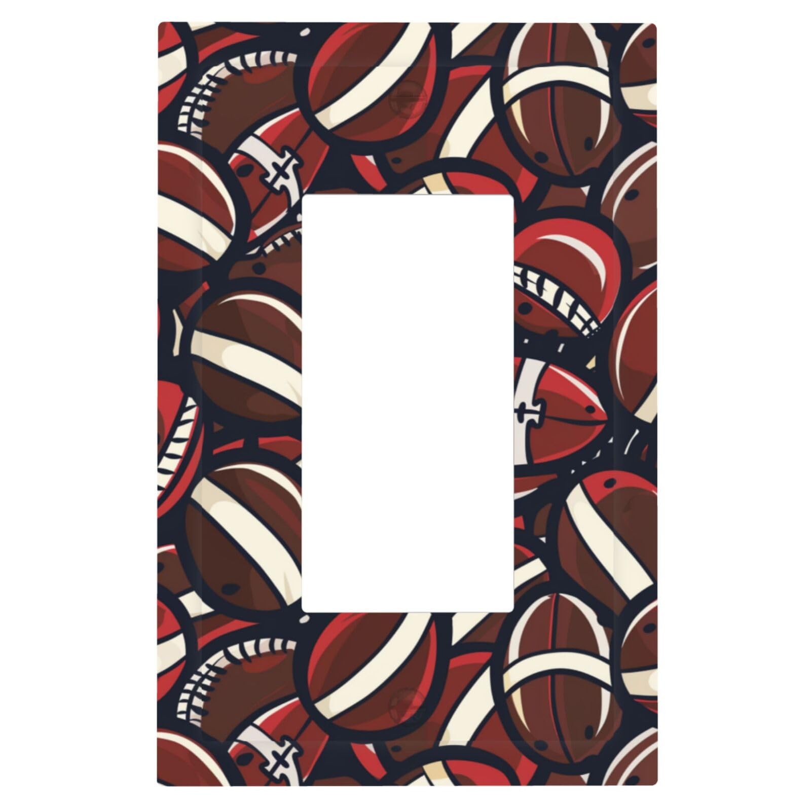 Neukim Decorator Switch Cover 1 Gang Single Rocker American Footballs Cartoon Wall Plate Outlet Switch Covers Light Switch Cover Receptacle Cover
