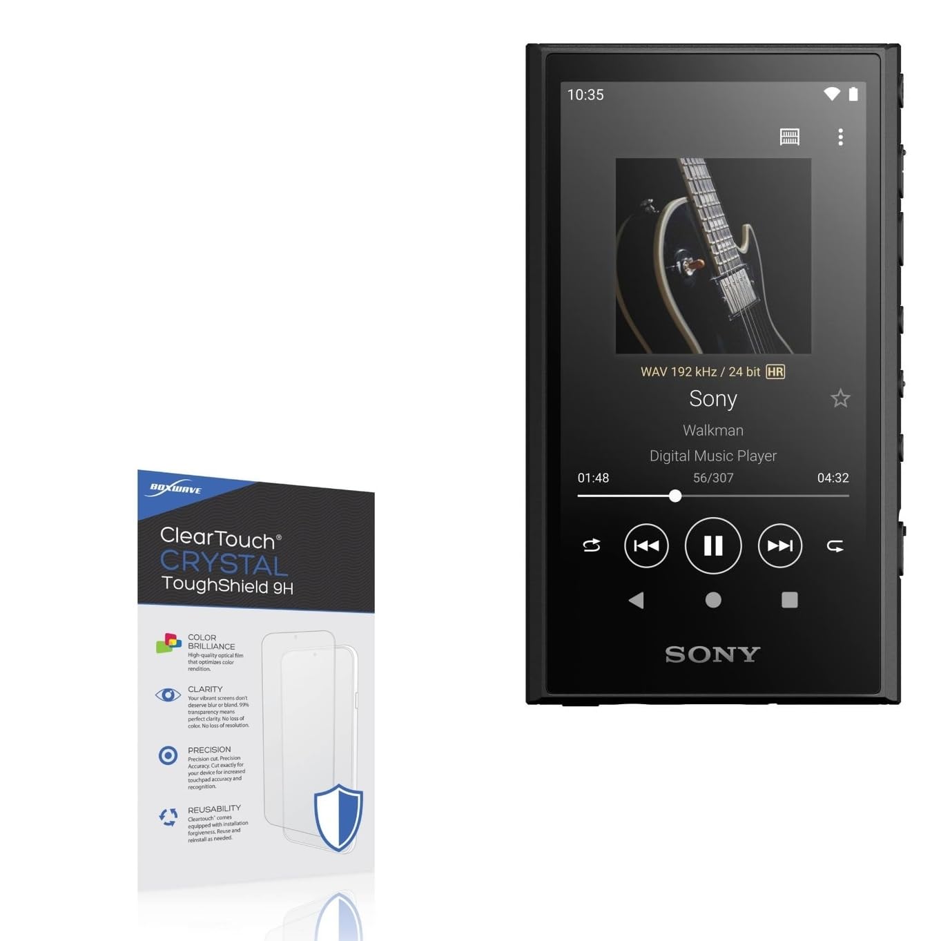 BoxWave Screen Protector Compatible with Sony Walkman NW-A300 - ClearTouch Crystal ToughShield 9H (2-Pack), Clear 9H Tough Flexible Film Screen Protector
