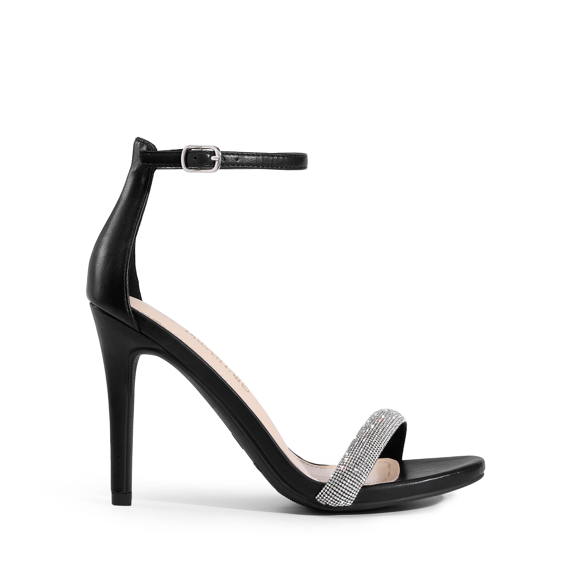 DREAM PAIRS Women's Open Toe High Heels Stiletto Heeled Sandals Sexy Dressy Shoes: 7.5 Black-rhinestone