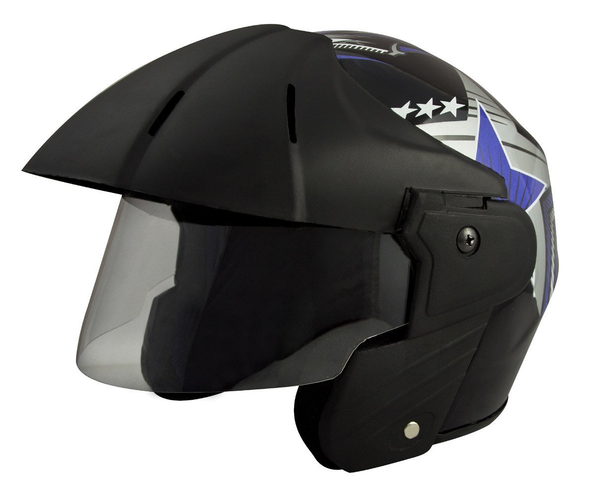 Deltz Power (ISI Certified) with Decal Open Face Helmet (Black Glossy) (Large)-picture-31