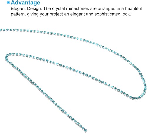 Miniatura 3 de PATIKIL Cadena de cierre de diamantes de imitación de cristal de 11 yardas32.8 ft, cadena de garra de 0.098 pulgadas para manualidades, joyería,