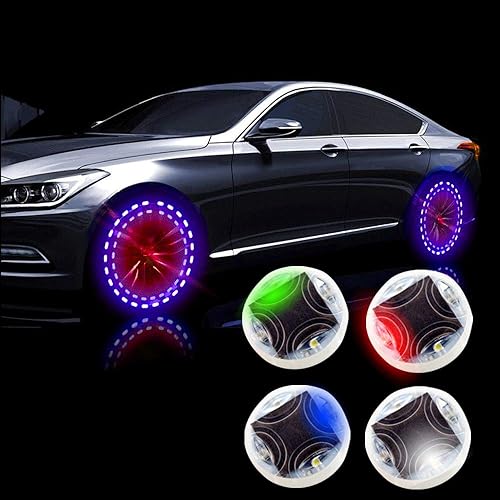 Miniatura 3 de Luces para neumáticos de rueda de automóvil, 4 piezas LED solares para boquilla de rueda de automóvil, luz de tapa de válvula de aire con sensores