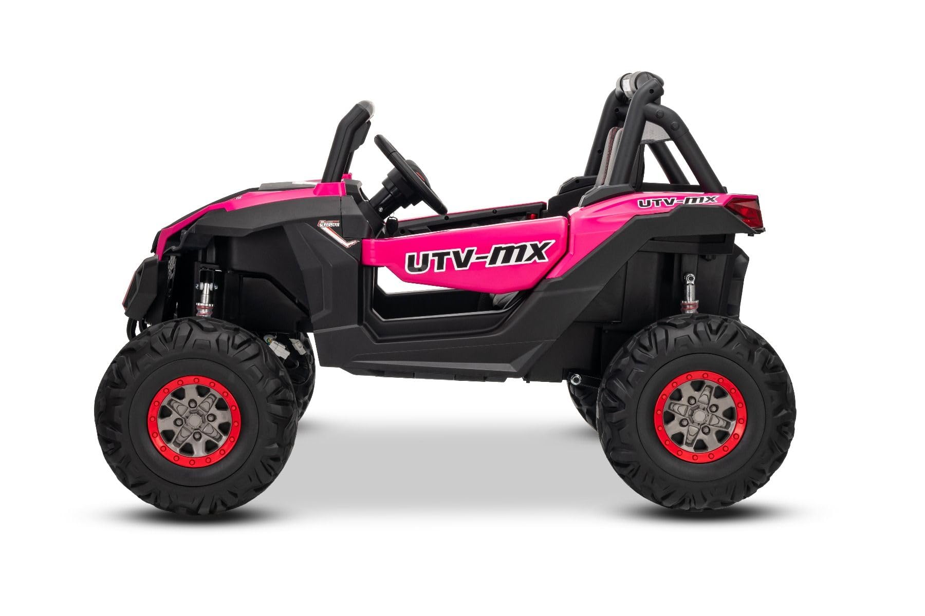 4x4 Voiture électrique Enfants Buggy 24V 2 Places Neuf RSX, Rose, véhicule électrique avec télécommande 2.4Ghz pour 3-8 Ans, Batterie Lithium, 4x45W, MP3/USB/AUX, LED Avant et arrière
