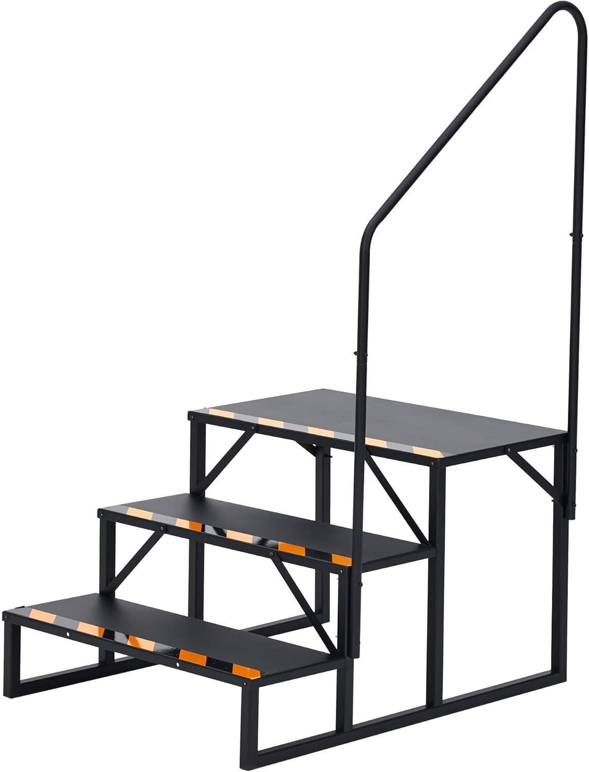 3 Steps RV Stairs with Handrail, Portable Hot Tub Step Ladder with Non-Slip Tape & Treads, Heavy Duty Mobile Home Stairs for 5th Wheel Travel, Trailers, Camper, Porch, SPA, Dock Entry, Pet Stairs